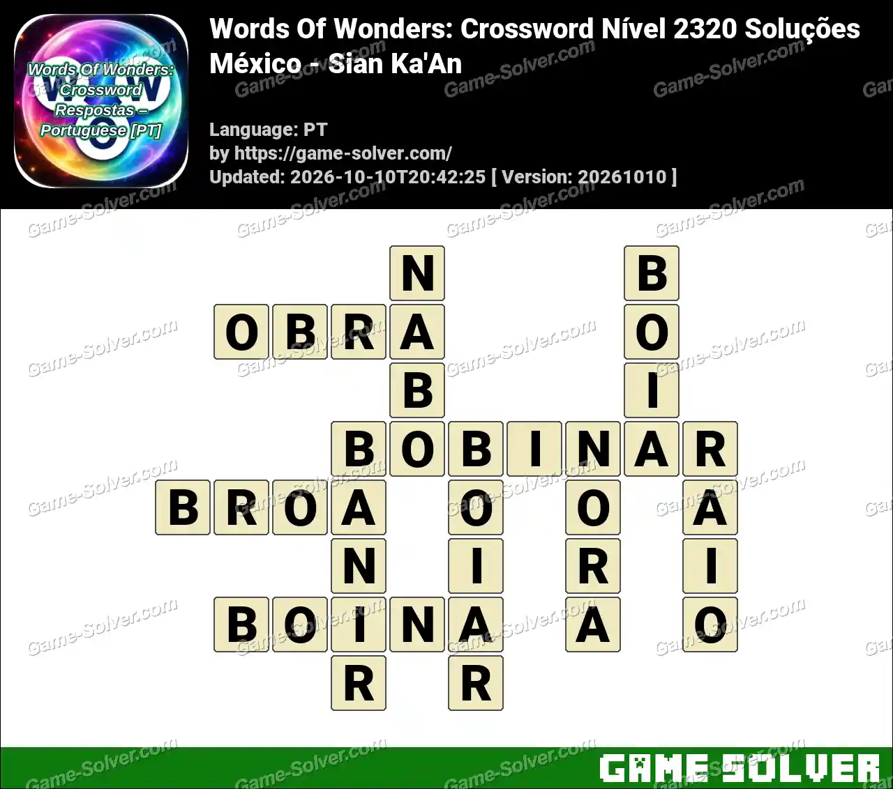 Words Of Wonders: Crossword Nível 2320 Soluções – México – Sian Ka’An